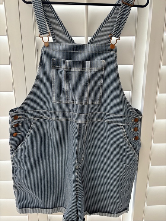 Universal Thread Denim - Universal Thread Blue White Striped Denim Short Overalls